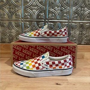 Vans Classic Checkerboard Rainbow Slip-On Sneakers Unisex